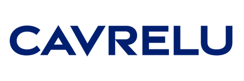 Cavrelu blue wordmark, one line, transparent background